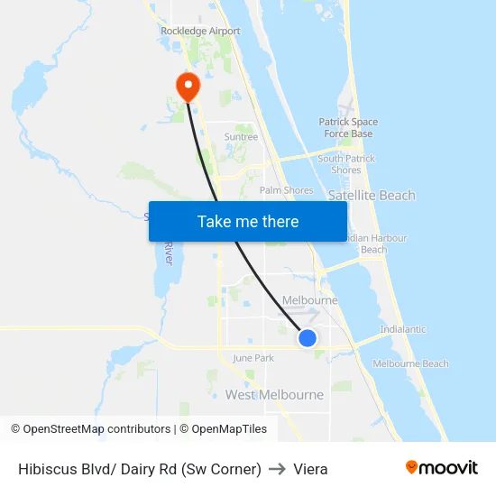 Hibiscus Blvd/ Dairy Rd (Sw Corner) to Viera map