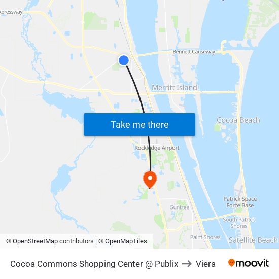 Cocoa Commons Shopping Center @ Publix to Viera map