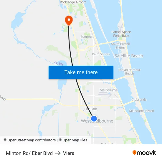 Minton Rd/ Eber Blvd to Viera map