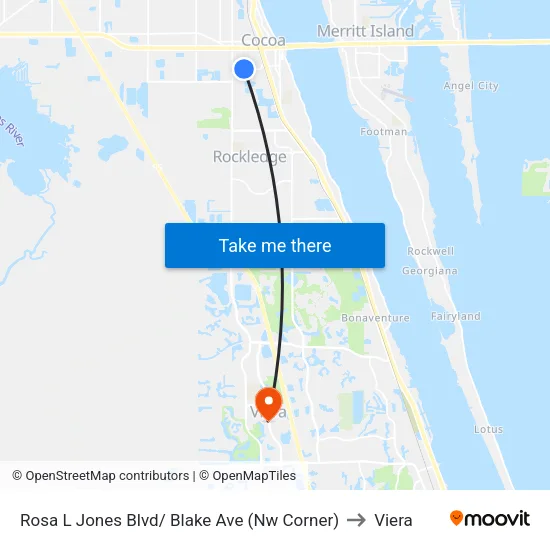 Rosa L Jones Blvd/ Blake Ave (Nw Corner) to Viera map