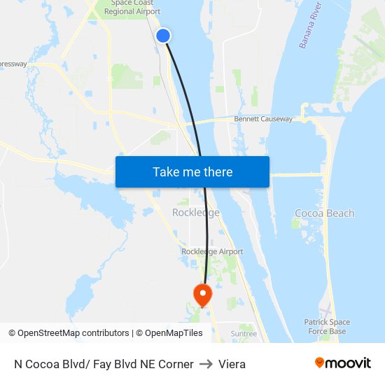 N Cocoa Blvd/ Fay Blvd NE Corner to Viera map