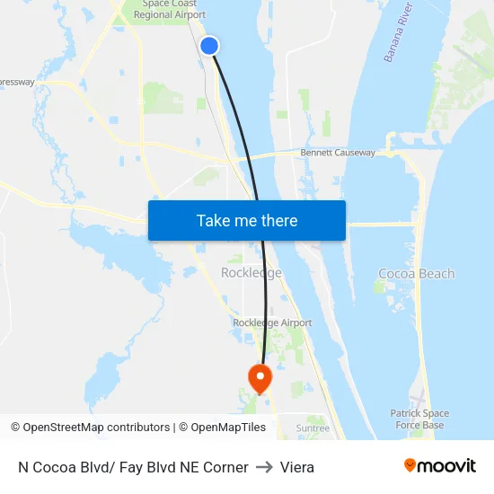 N Cocoa Blvd/ Fay Blvd NE Corner to Viera map