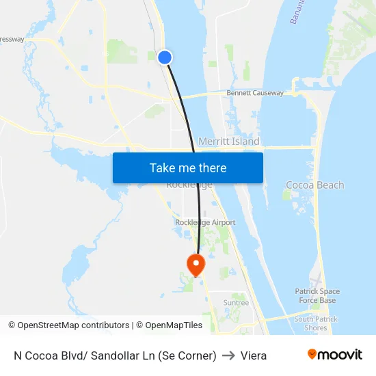 N Cocoa Blvd/ Sandollar Ln (Se Corner) to Viera map