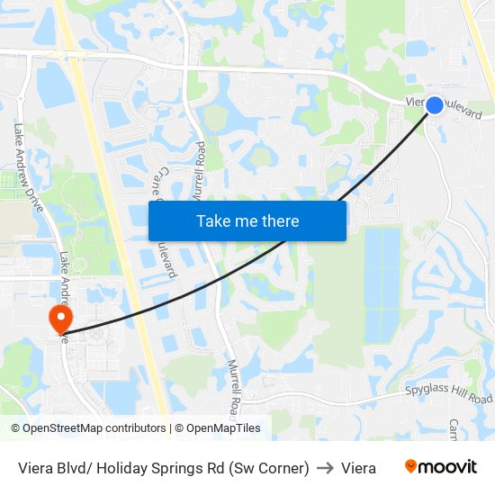 Viera Blvd/ Holiday Springs Rd (Sw Corner) to Viera map