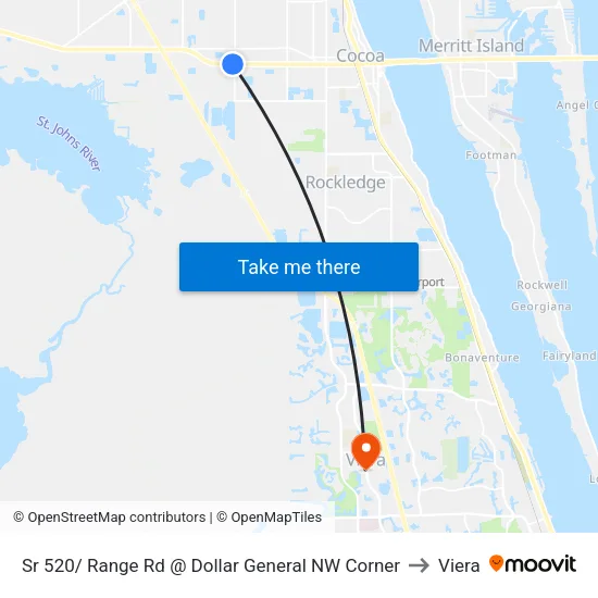 Sr 520/ Range Rd @ Dollar General NW Corner to Viera map