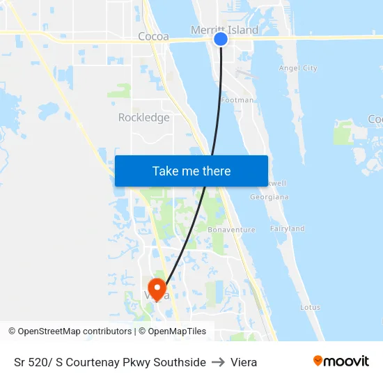 Sr 520/ S Courtenay Pkwy Southside to Viera map