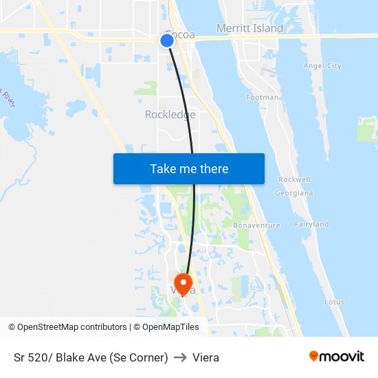 Sr 520/ Blake Ave (Se Corner) to Viera map