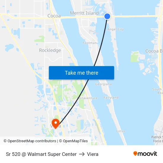 Sr 520 @ Walmart Super Center to Viera map