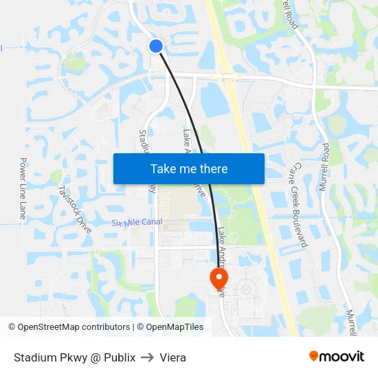 Stadium Pkwy @ Publix to Viera map
