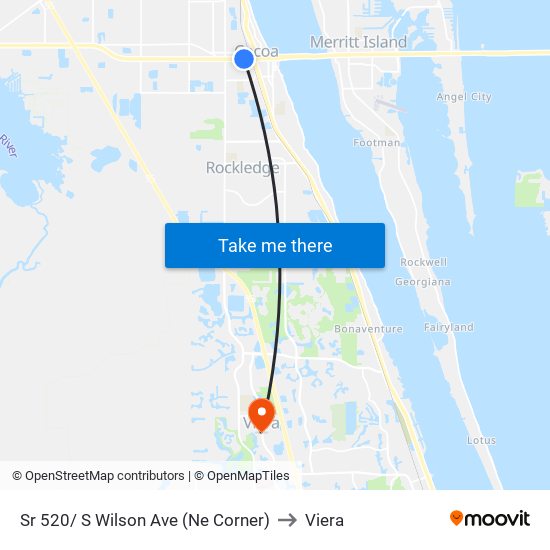 Sr 520/ S Wilson Ave (Ne Corner) to Viera map