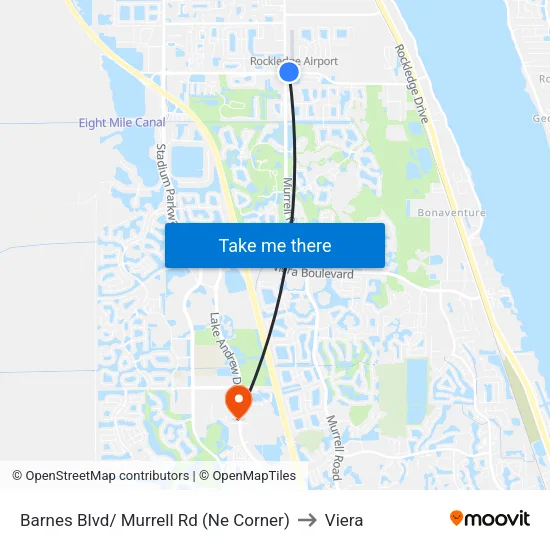 Barnes Blvd/ Murrell Rd (Ne Corner) to Viera map