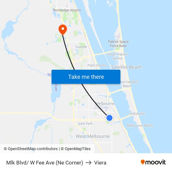 Mlk Blvd/ W Fee Ave (Ne Corner) to Viera map