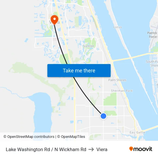 Lake Washington Rd / N Wickham Rd to Viera map