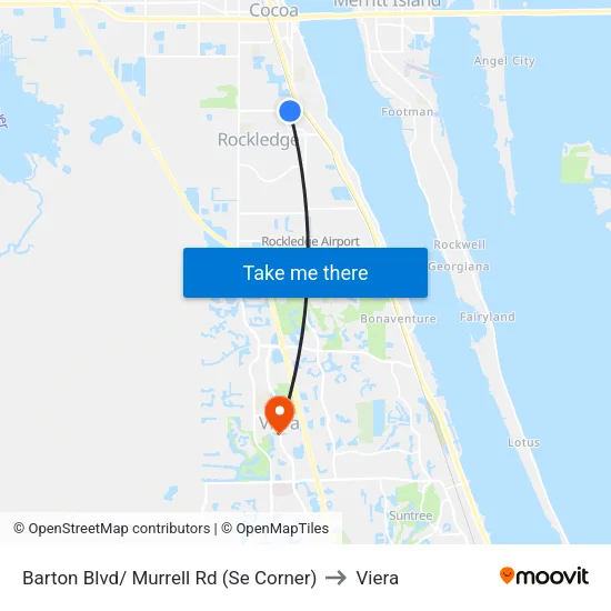 Barton Blvd/ Murrell Rd (Se Corner) to Viera map