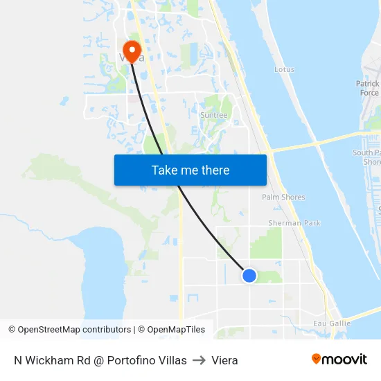 N Wickham Rd @ Portofino Villas to Viera map
