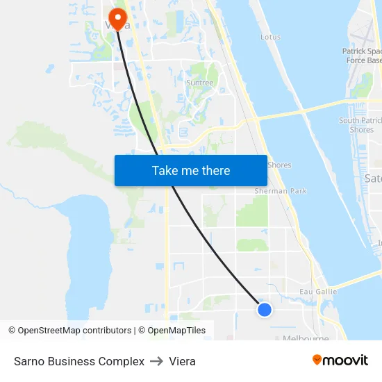 Sarno Business Complex to Viera map