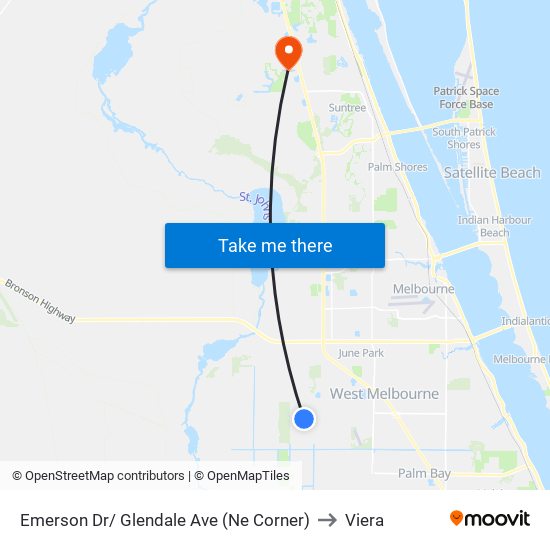 Emerson Dr/ Glendale Ave (Ne Corner) to Viera map