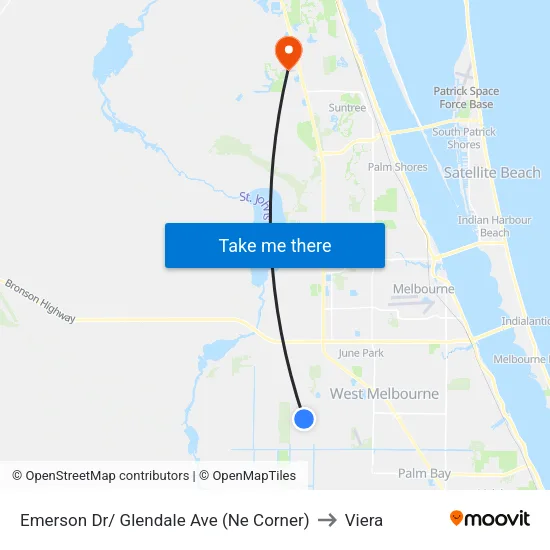 Emerson Dr/ Glendale Ave (Ne Corner) to Viera map