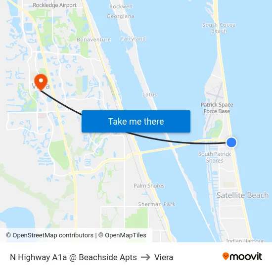 N Highway A1a @ Beachside Apts to Viera map