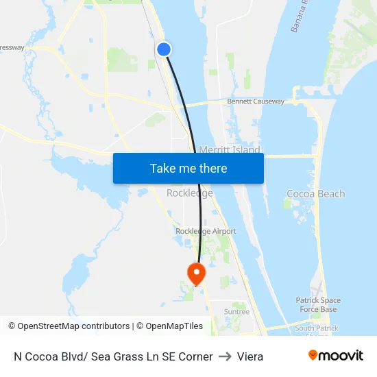 N Cocoa Blvd/ Sea Grass Ln SE Corner to Viera map