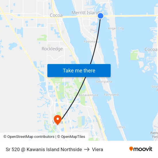 Sr 520 @ Kawanis Island Northside to Viera map