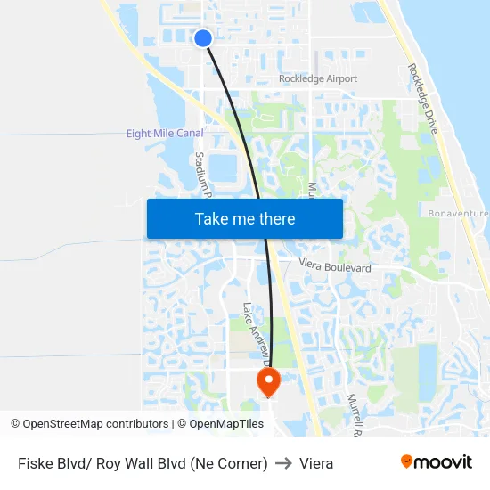 Fiske Blvd/ Roy Wall Blvd (Ne Corner) to Viera map