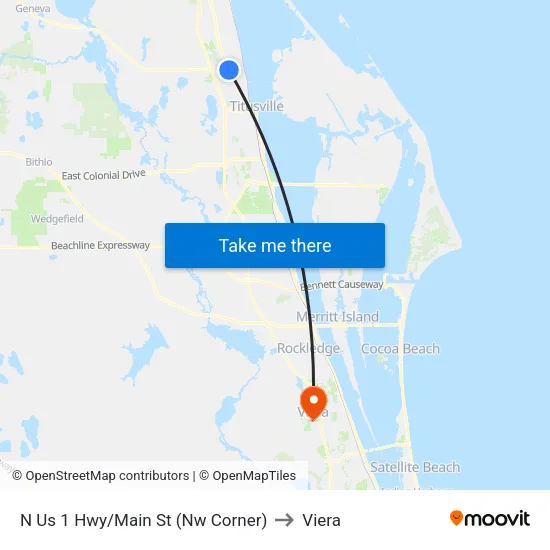 N Us 1 Hwy/Main St (Nw Corner) to Viera map