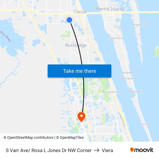 S Varr Ave/ Rosa L Jones Dr NW Corner to Viera map