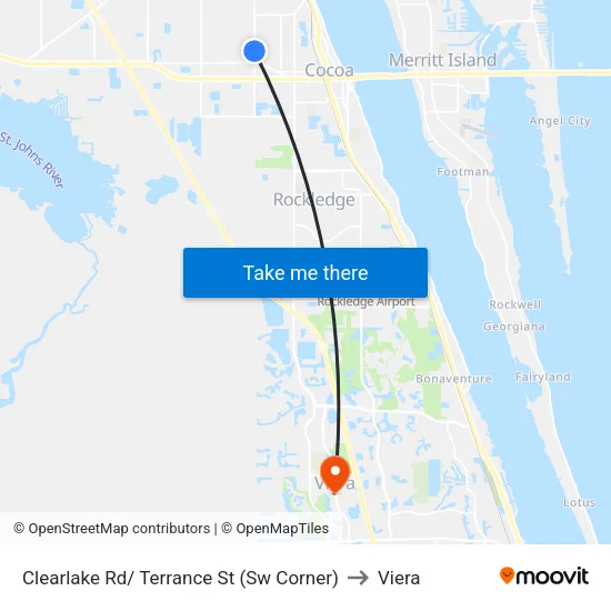 Clearlake Rd/ Terrance St (Sw Corner) to Viera map