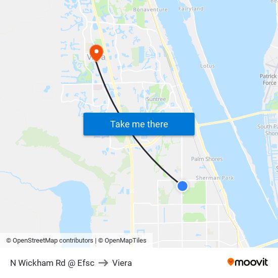 N Wickham Rd @ Efsc to Viera map