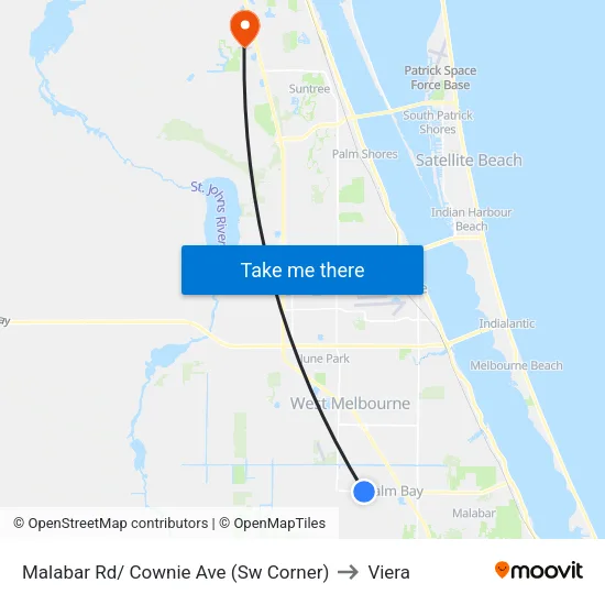 Malabar Rd/ Cownie Ave (Sw Corner) to Viera map