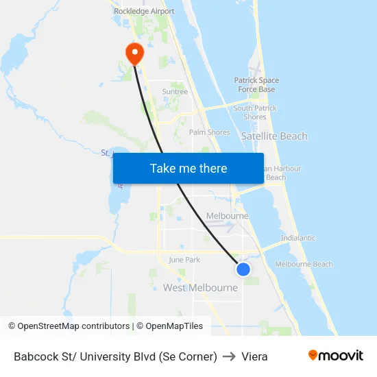 Babcock St/ University Blvd (Se Corner) to Viera map