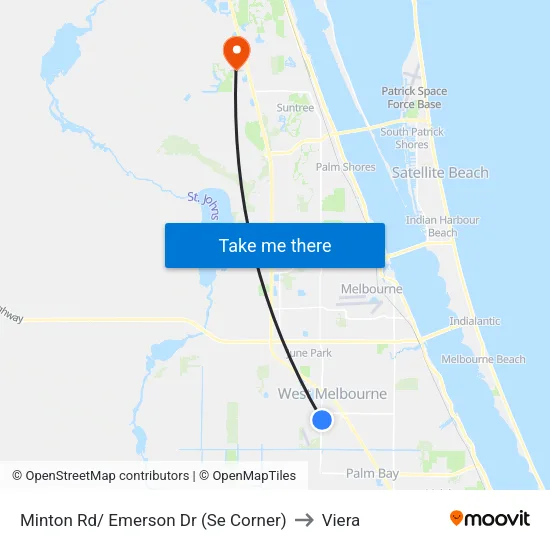 Minton Rd/ Emerson Dr (Se Corner) to Viera map