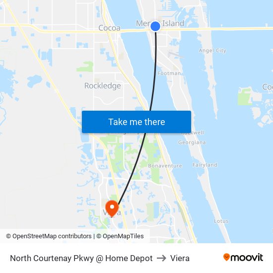 North Courtenay Pkwy @ Home Depot to Viera map