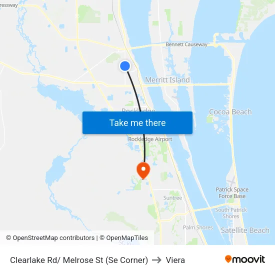 Clearlake Rd/ Melrose St (Se Corner) to Viera map
