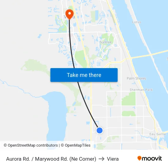 Aurora Rd. / Marywood Rd. (Ne Corner) to Viera map