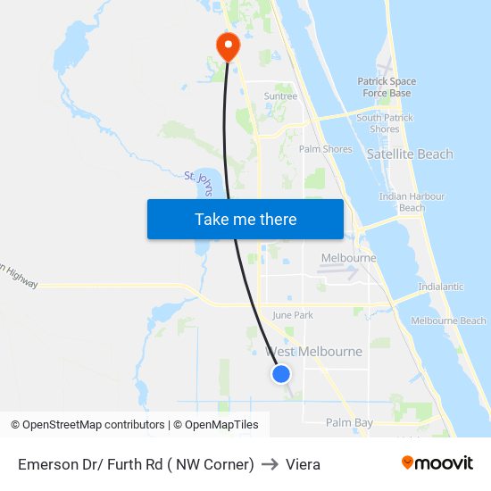 Emerson Dr/ Furth Rd ( NW Corner) to Viera map