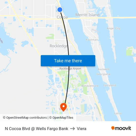 N Cocoa Blvd @ Wells Fargo Bank to Viera map