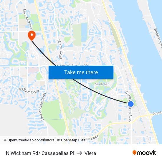 N Wickham Rd/ Cassebellas Pl to Viera map