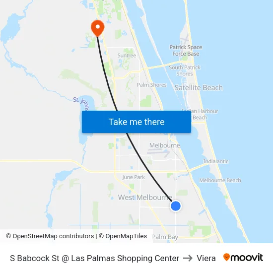 S Babcock St @ Las Palmas Shopping Center to Viera map