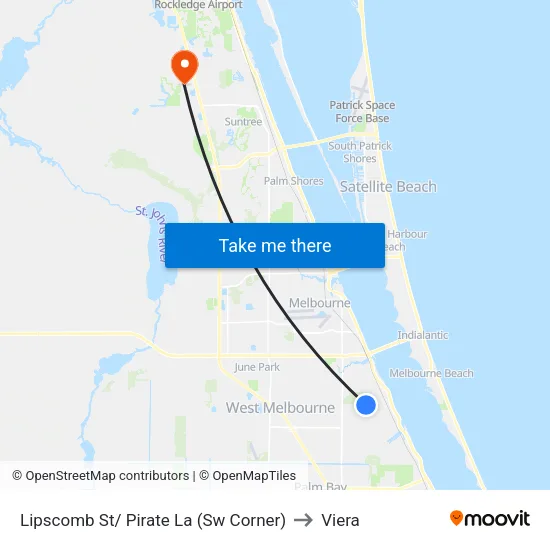 Lipscomb St/ Pirate La (Sw Corner) to Viera map