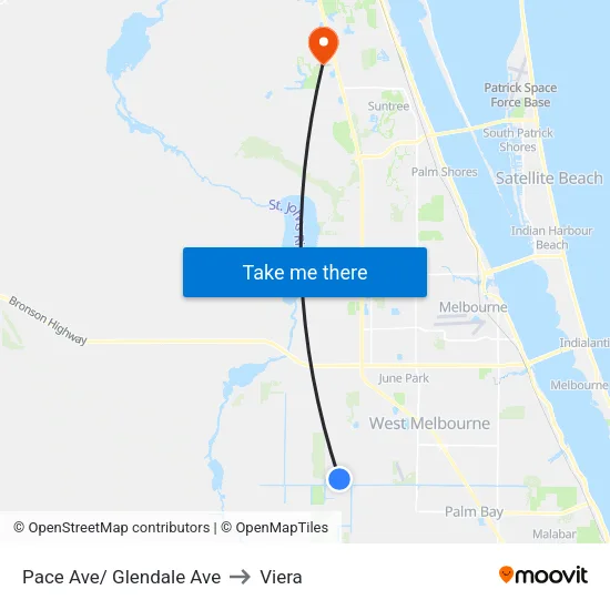 Pace Ave/ Glendale Ave to Viera map