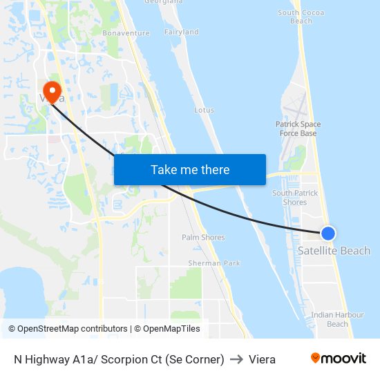 N Highway A1a/ Scorpion Ct (Se Corner) to Viera map