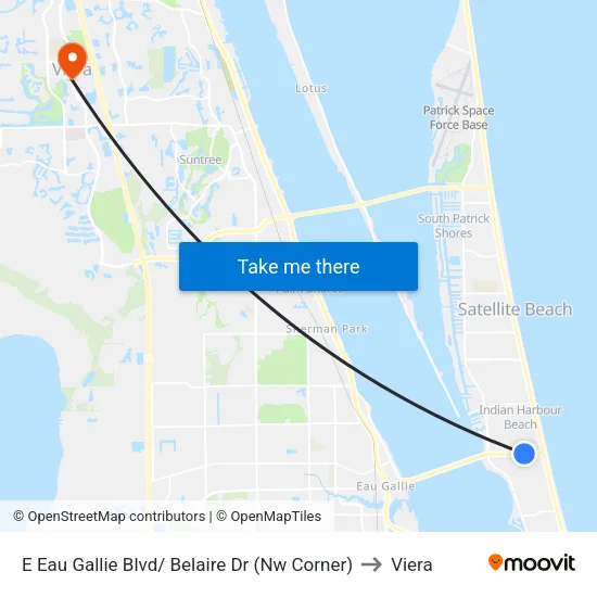 E Eau Gallie Blvd/ Belaire Dr (Nw Corner) to Viera map