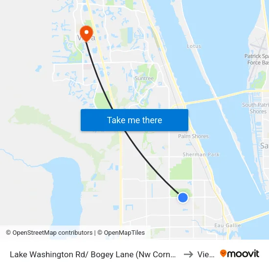 Lake Washington Rd/ Bogey Lane (Nw Corner) to Viera map