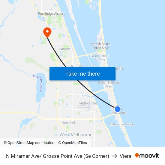 N Miramar Ave/ Grosse Point Ave (Se Corner) to Viera map