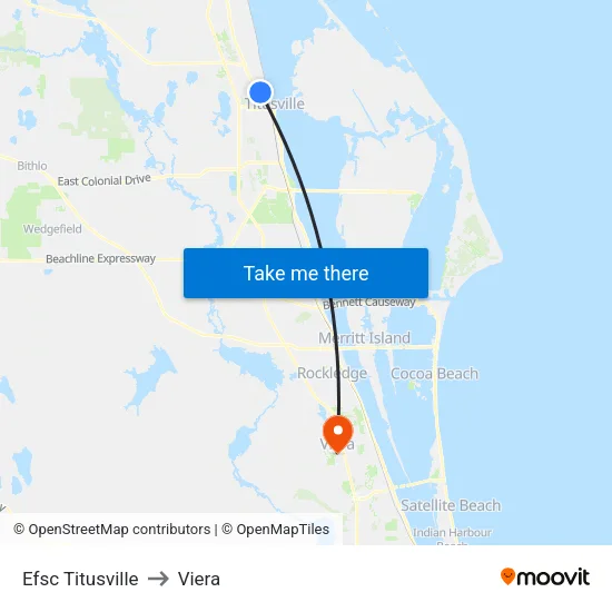 Efsc Titusville to Viera map