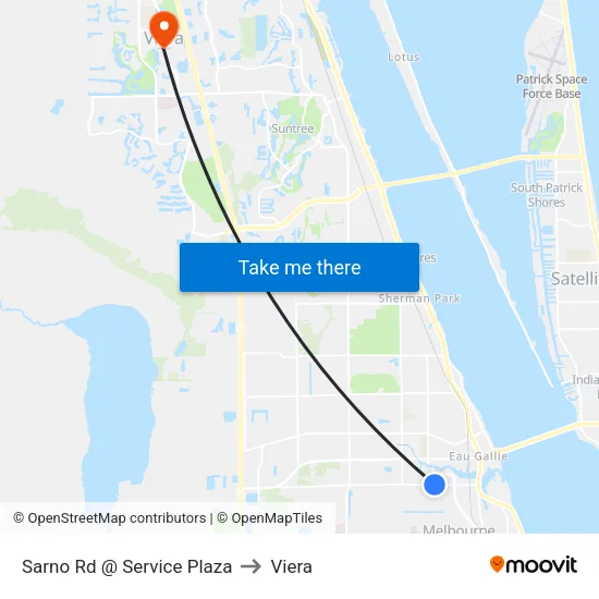 Sarno Rd @ Service Plaza to Viera map