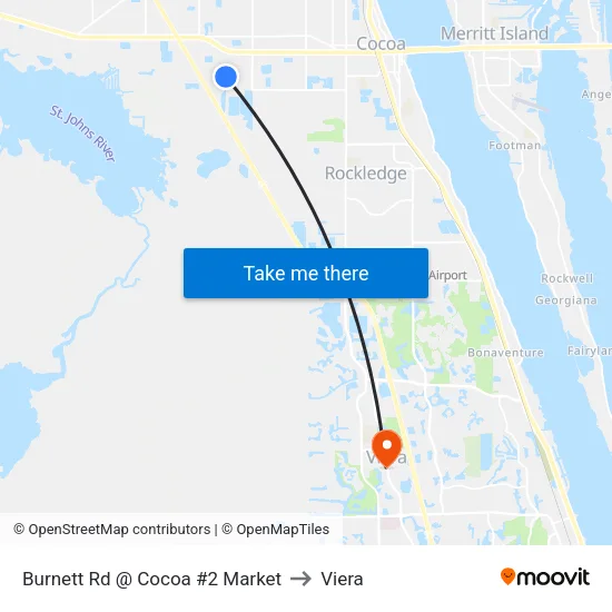 Burnett Rd @ Cocoa #2 Market to Viera map