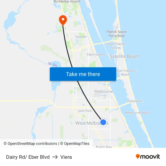 Dairy Rd/ Eber Blvd to Viera map